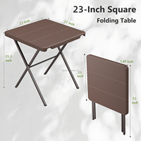 Tables pliantes carrées CE de 27 pouces, sans assemblage, tables pliantes portables, cadre en acier robuste, tables d'extérieur pour pique-niques et fêtes