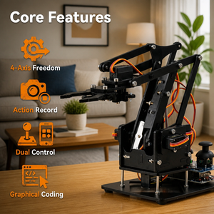 Kit de <span class=keywords><strong>bras</strong></span> robotique 4DOF Zetok STEM Factory Direct DIY - <span class=keywords><strong>Bras</strong></span> robotique éducatif avec panneau de contrôle pour ESP8266, pour les enfants de 8 ans et plus - Product Image 5