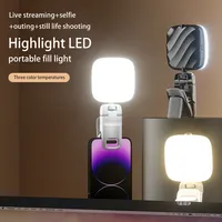 LED Şarj Edilebilir Selfie Telefon Işık Klipsi Kamera Dolgu Lambası Üç Renk Sıcaklığı USB 5-20V DC Tiktok Video iPhone Işığı