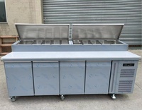Armoire réfrigérée à pizza avec comptoir en marbre à 4 portes / Table de préparation réfrigérée