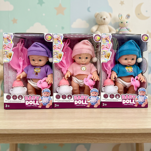 Baby Doll With Bottle Pacifier Spoon Plastic Toy 3+ Unisex Cartoon Style PVC Material - Product Image 1