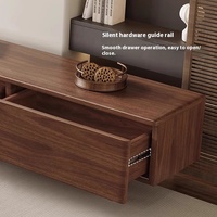Meuble TV de style chinois moderne en noyer noir d'Amérique du Nord avec fonction de rangement, écologique et durable, pour salon et maison