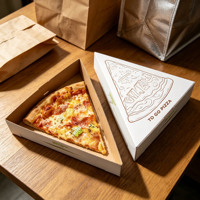 Conteneur à pizza triangulaire ondulé écologique et biodégradable Longyi, avec revêtement UV et gaufrage, portable, étanche et recyclable