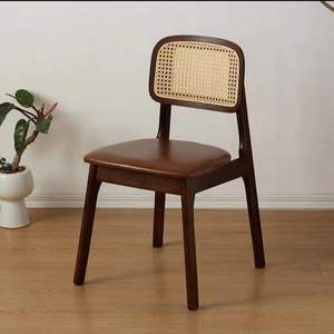 High-quality modern woven natural rattan and solid wood <b>dining</b> <b>chairs</b>, suitable for restaurants, hotels, family events, banquets - Product Image 4