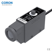 Sensor de Color Coaxial Reflectante CORON KS-R22-P, Salida Óptica PNP, Alta Reflexión, Respuesta Rápida, 8-12 mm, 12-24 VCC, Detecta Rojo