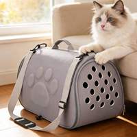 Sac à dos de transport pour animaux de compagnie, pliable, respirant, grande capacité, en tissu EVA, avec fermeture éclair, pour chiens et chats, laisse de sécurité pour les voyages