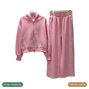 <b>Winter</b> <b>Wear</b> Latest Design Custom Size Women Rhinestone Tracksuit Wholesale Comfortable Tracksuit For Women - Product Image 1