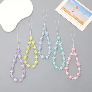 Fashion Cute Acrylic Mobile Phone Wristlet Charms String Cell Phone Wrist Beads Charms Cute Phone Charm Strap