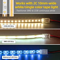 Connecteur de bande LED sans soudure COB DIN en cuivre ABS, série FCOB, transparent, 3 broches, largeur 10 mm, sans interstice