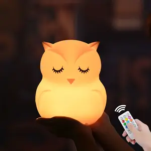 Touch Sensor Remote Control 9 Colors Dimmable Timer Rechargeable Silicone Night Lamp for Children Baby Gift Owl LED Night Light