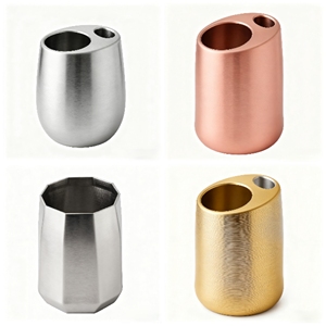 Faire sur commande Pot de brosse rond en cuivre Apportez-nous vos dessins Différents matériaux à votre service - Product Image 2