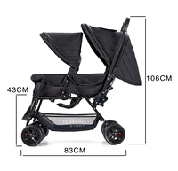 Poussette de luxe de voyage pour bébé Poussette double pliable pour bébés jumeaux