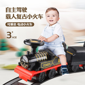 Train électrique de Noël à six roues pour bébé, alimenté par batterie, en plastique, grande taille, pour enfants, avec rails - Product Image 2