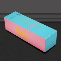 Boîte d'emballage cosmétique personnalisée en carton blanc rectangulaire avec couvercle rabattable, imprimée en rose et bleu, vente en gros