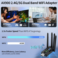 Adaptador USB WiFi 6, 2 en 1 AX900M BT 5.4 de Doble Banda, Tarjeta de Red Inalámbrica WiFi de 900Mbps, Adaptador 5.4 de 900M para PC