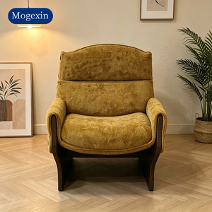 Retro Yellow Boucle Fabric Accent Chairs <b>Set</b> Mid-Century Lounge Chairs for Hotel & Living Room Bedroom <b>office</b> living room - Product Image 1