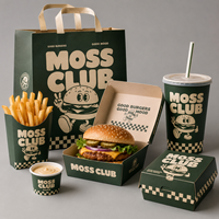 Boîte à emporter en papier pour restaurant, emballage alimentaire personnalisé avec logo, pour hamburgers, poulet frit, frites, conteneur jetable, marque privée.