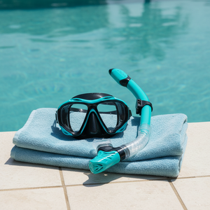 Masque de plongée et de snorkeling panoramique à 180°, flottant, haute définition, anti-buée, étanche, verre trempé, silicone, double lentille - Product Image 3