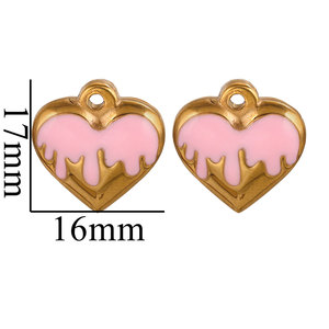 Venta al por mayor de dijes de esmalte con diseño de corazón de lava goteante |   Acero Inoxidable Chapado en Oro PVD |   Accesorios para Joyería DIY - Product Image 6
