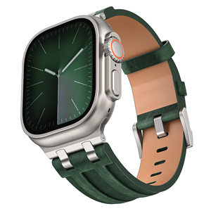 Correa <span class=keywords><strong>de</strong></span> Reloj <span class=keywords><strong>de</strong></span> Cuero Grueso <span class=keywords><strong>de</strong></span> Lujo <span class=keywords><strong>de</strong></span> 49 mm Personalizada, Color Verde Naranja Resistente, para <span class=keywords><strong>Apple</strong></span> <span class=keywords><strong>Ultra</strong></span> 3 2 s - Product Image 1