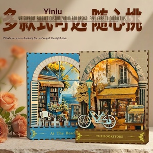 <span class=keywords><strong>Cutebee</strong></span> Modèle de scène miniature sur pied, veilleuse, puzzle 3D, artisanat, ensemble décoratif, cadeau de vacances, composants de scène de rue en bois - Product Image 4