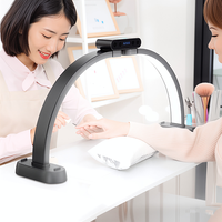 Lampe LED professionnelle pour ongles, design demi-lune pliable avec écran numérique et support pour téléphone, pour table de manucure