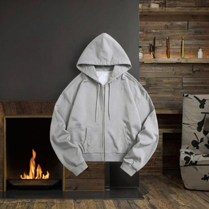 Fabricante de Ropa, Sudadera con Capucha Personalizada para Hombre, 420GSM, 100% Algodón, con Cierre, Talla Grande, Unisex, Color Sólido, Estilo Urbano - Product Image 5