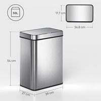 Poubelle intelligente détachable 50L-70L avec capteur automatique pour intérieur, bureau et cuisine