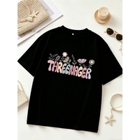 T-shirts décontractés pour enfants à motifs floraux en gros avec logo personnalisé multicolore imprimé