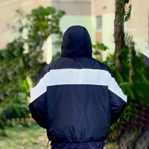 Spray Men's Autumn Print Long Sleeve Drawstring Hooded Trench Coat Colorblock Zipper Hooded Windbreaker Jackets for Men - Product Image 5