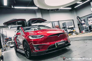 Nouvelles pièces automobiles de haute qualité pour Tesla Model X 16-20 : Kit carrosserie style RZ à visser, comprenant lèvre avant, diffuseur arrière et jupes latérales en carbone - Product Image 4