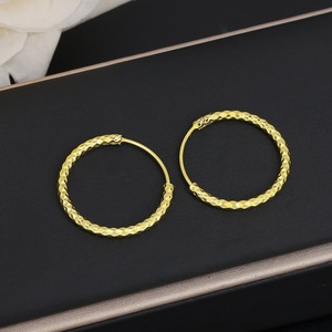 JXX Wholesale 24K Gold Plated <b>Large</b> <b>Hoop</b> <b>Earrings</b> Dainty Brass <b>Hoop</b> Women's Classic Fashionable Religious Party - Product Image 3