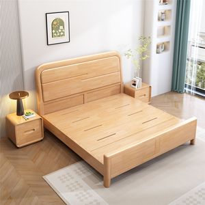 Lit mural moderne en chêne massif, <span class=keywords><strong>prix</strong></span> d'usine, ensembles de chambre à coucher, tailles Queen et King, durables et confortables pour appartement en <span class=keywords><strong>location</strong></span> - Product Image 2