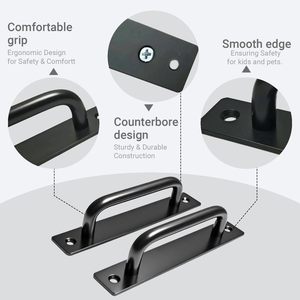 Poignée de porte de grange de 5,8 pouces, poignée de porte de qualité supérieure, robuste, noire, poignées de porte coulissantes <span class=keywords><strong>pour</strong></span> armoire de cuisine, salle de bain, placard - Product Image 4