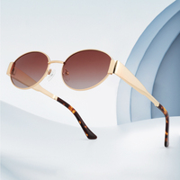 Lunettes de soleil unisexes de luxe haut de gamme rétro en acier inoxydable 304 avec branches en acétate de 1,1 mm, polarisées et anti-radiation TAC, pour hommes et femmes, forme ovale