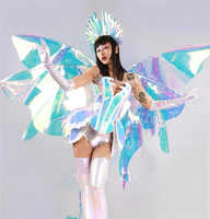 Ensemble de défilé de mode pour femmes, ailes d'ange papillon en miroir de haute qualité, modèle adulte, argenté, pour performance sur podium et cosplay