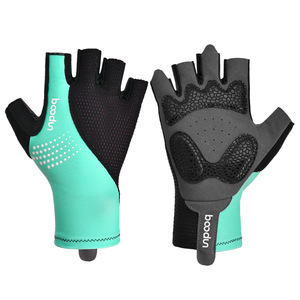 Guantes de ciclismo Boton Sports de medio dedo, transpirables, que absorben los golpes, para bicicleta de carretera, unisex, para adultos, negro y verde - Product Image 2
