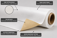 Toile écologique à impression unie 320 g/m² semi-brillante avec dos jaune résistant à l'eau en coton compatible avec les imprimantes traceurs Epson HP