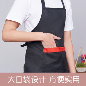 Delantal Wei Zhen Rojo Unisex, Tejido, Impermeable, para Cocina, Cafetería, Ropa de Trabajo - Product Image 5