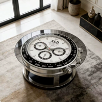 Table basse artistique de luxe en forme de montre, base en acier inoxydable créative, plateau en verre pour salon moderne