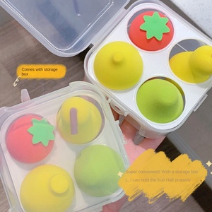 Fruit cosmetic egg cute storage box Beauty smear-proof makeup super soft boxed powder puff wet and dry dual-use makeup tools