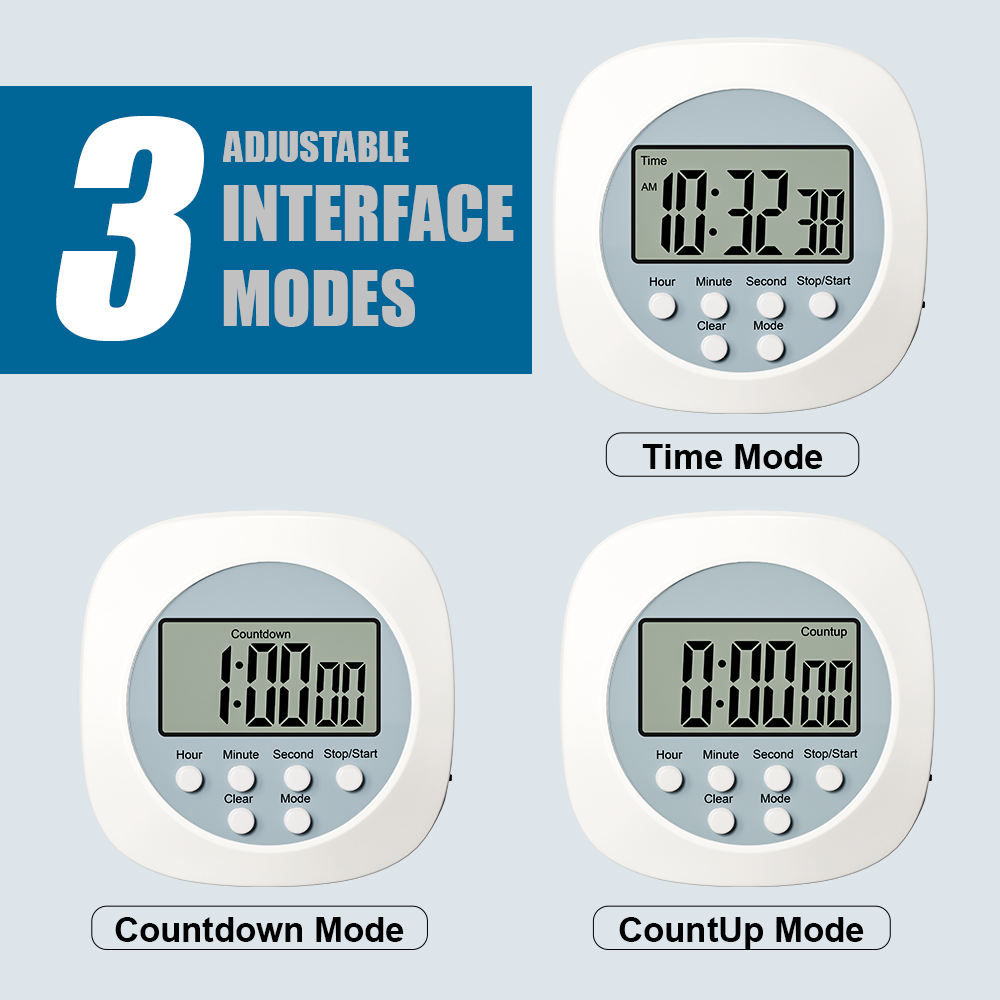 Magnetic Digital Kitchen Timer with Loud Alarm Plastic Cooking Countdown Timer for Baking BBQ Study Uses