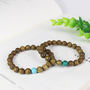 Simple Green Sandalwood <b>Bracelet</b> 8mm Unisex Natural Fragrance Single Strand Beaded Jewelry - Product Image 3
