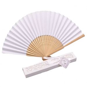 Éventail pliable en papier et bambou, vierge, pour l'art populaire traditionnel, idéal pour le Nouvel An chinois, les cadeaux de mariage et la technique de sculpture DIY - Product Image 1