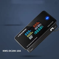 Voltmeter Digital KWS-DC200, Voltmeter DC 0-200V voltase tujuh fungsi pengukur energi daya tampilan warna LED Wattmeter 0-10/50/100A