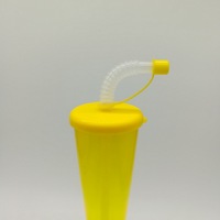 Nouveauté : Gobelet de jardin en plastique écologique de 350 ml avec paille et couvercle pour les fêtes