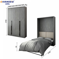 Lit Murphy sur mesure avec armoire et rangement, lit mural gain de place, fabricant direct d'usine
