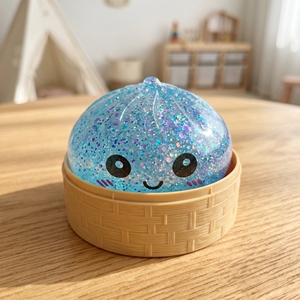 Sequins New Cute Smile Face Dumpling <b>Squishy</b> EVA Stress Ball Toy for 5 to 7 Years Mystery Box - Product Image 1