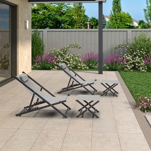 Chaise de plage pliable en aluminium, chaise longue en <span class=keywords><strong>toile</strong></span>, fauteuil inclinable pour solution de sièges d'extérieur avec repose-pieds, options légères - Product Image 3