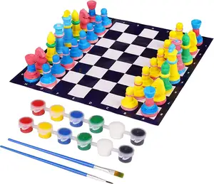 工艺品二合一DIY石膏画着色你自己的象棋游戏玩具套装